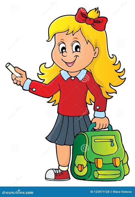 Happy Pupil Girl Theme Image 7 Stock Vector Illustration Of Learner