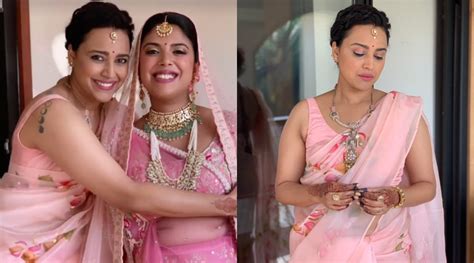 Swara Bhasker Looks Gorgeous In Pink Saree At Close Friends Wedding