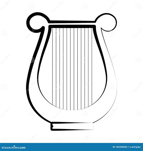 Isolated Lyre Outline Musical Instrument Stock Vector Illustration