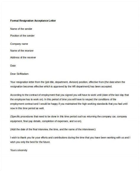 19 Formal Resignation Letters Free Sample Example