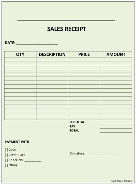 Sales Invoice Receipt Template