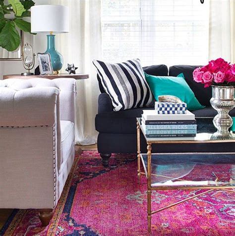 Décor in pink for the living room can give your home a fun and unexpected twist while keeping the backdrop distinctly neutral. Color Loving : Deep Pink | Rugs in living room, Living room area rugs, Home decor furniture