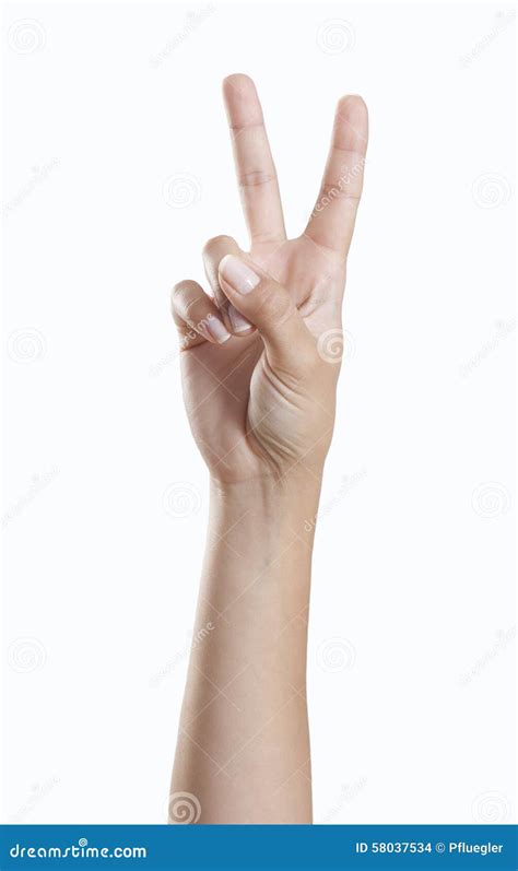 Hand Making Peace Sign Stock Photo Image Of Symbol Number 58037534