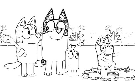 Bandit And Chili Thinking About The Kids Coloring Page Bluey 892
