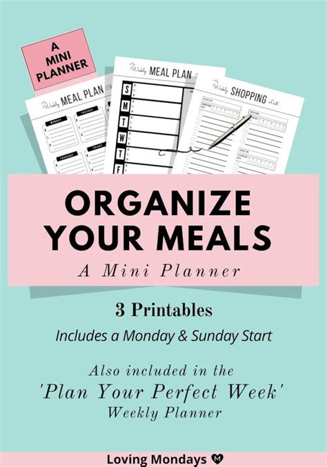 7 Day Meal Planner Template Printable Menu Of The Week For Etsy