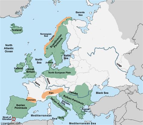 Europe Peninsulas Map World Map