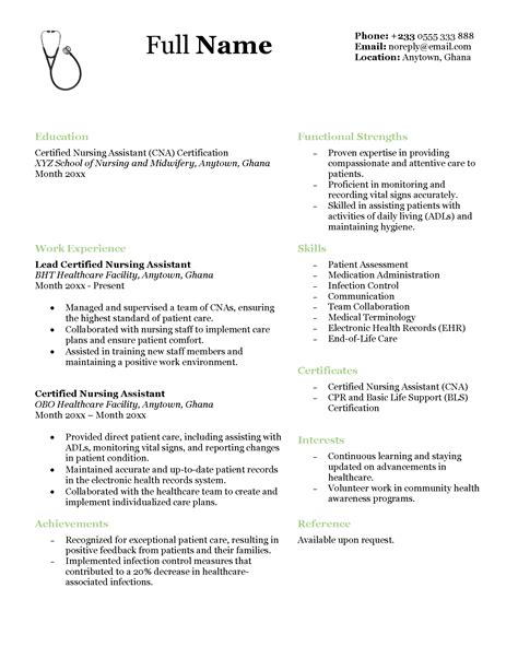 Nursing Assistant Resume Template – cvboss