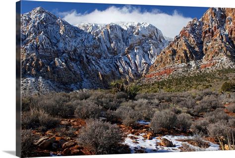 Snow Capped Mountains At Red Rock Canyon Near Las Vegas Nv Wall Art