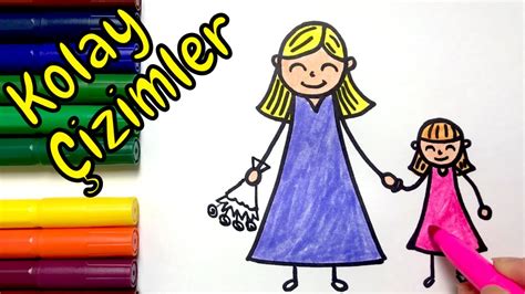 Kolay Çizimler Anne Ve Çocuk Çizimi Anneler Günü Resmi Youtube