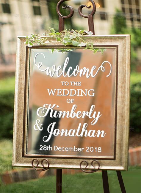 Personalized Welcome To Wedding Decal Sign For Mirror Board Removable