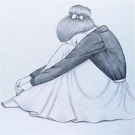 Sad Girl Walking Drawing