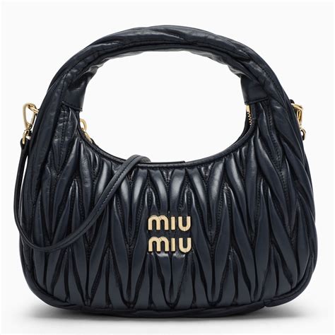 Miu Miu Miu Wander Blue Matelassé Leather Bag Thedoublef