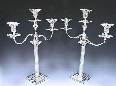 Pair Of Victorian Antique Silver Three Light Candelabra Made In 1898