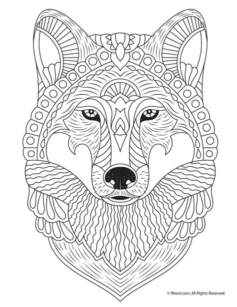 Zentangle Wolf Coloring Pages Tripafethna