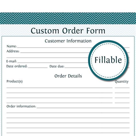 Custom Order Form Fillable Business Planner Printable Etsy