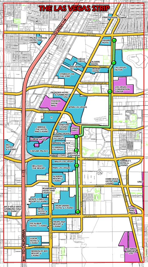 Las Vegas Strip Map Strip Map Of Las Vegas City Maps