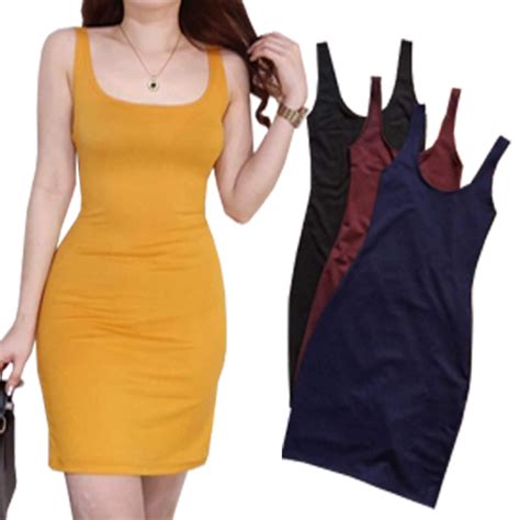 Jforless Women S Body Con Plain Dress Cotton Mini Dress Free Size Can Fit Up To Large Lazada Ph