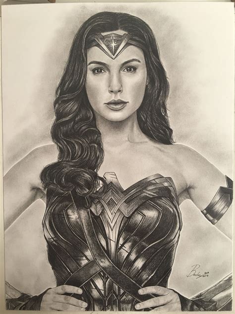 Wonder Woman Original Portrait In Pencil Size 30 X 40 Cm Artwork