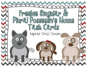 The cartoon crustaceans add vibrant visual stimulation to targeted apostrophe practice. FREEBIE Singular and Plural Puppies Possessive Nouns Task Cards | TpT