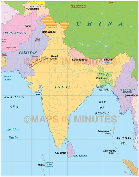 India Simple Political Map 10000000 Scale