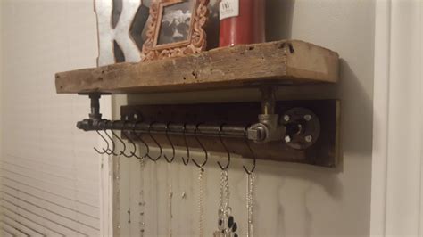 Industrial Rustic Black Iron Gas Pipe Shelf With Bar Etsy