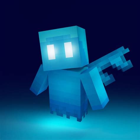A Blue Minecraft Character Holding A Glowing Object