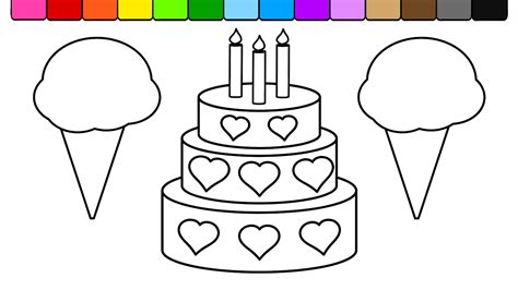 Top 20 ice cream coloring pages for kids: Learn Colors for Kids and Color this Ice Cream and Cake ...