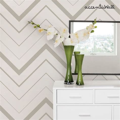 Chevron Bold Grey Peel And Stick Fabric Wallpaper Repositionable Etsy