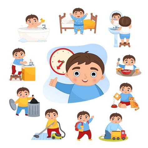 Morning Routine Kids Illustrations Royalty Free Vector Graphics And Clip