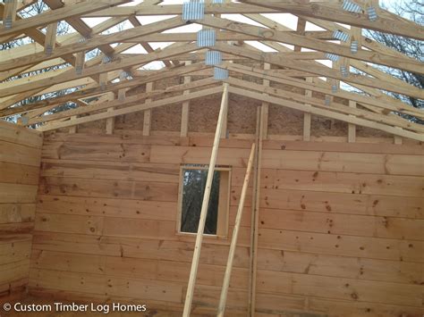 A scissor mono truss is exactly like a mono truss but also contains a pitched bottom chord to create a vaulted ceiling or to step the ceiling up to. Roof System - Custom Timber Log Homes