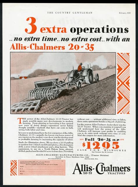 1929 Allis Chalmers 20 35 Tractor Farm Farmer Flowing Field Art Vintage