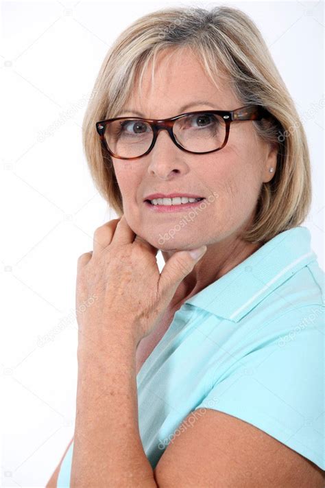 Pictures Women Wearing Glasses Older Woman Wearing Glasses Stock