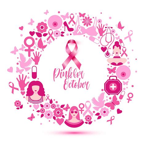 Banner Illustration Of Breast Cancer For October Awareness Month