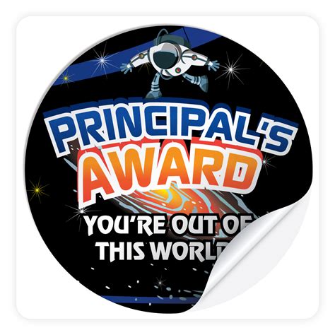 Round Sticker Principals Award Youre Out Of This World