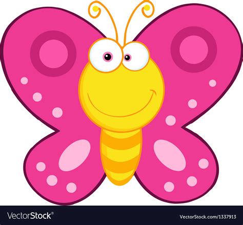 Cute Butterfly Cartoon Mascot Character Royalty Free Vector