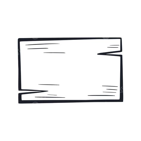 Empty Wooden Rectangular Sign Doodle Style Icon Black Road Vector Road Drawing Sign Drawing