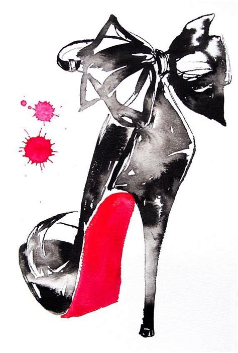 Black High Heel Art Print Watercolor Fashion Illustration Beauty Patent Leather In 2020 With