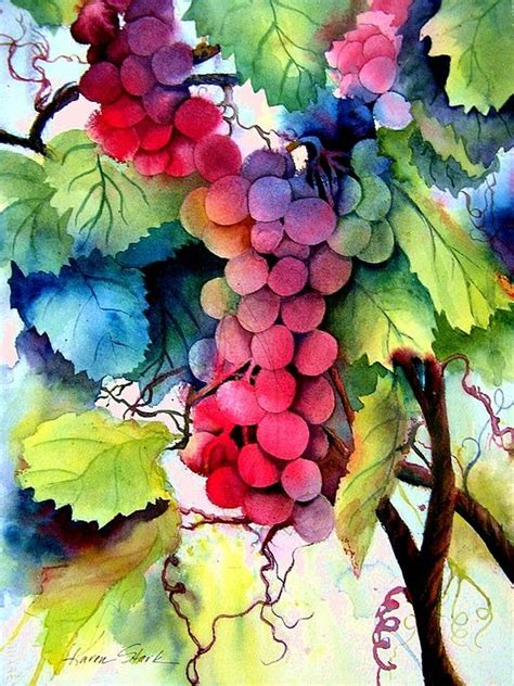 Grapes Grape Painting Watercolor Flowers Fruit Art