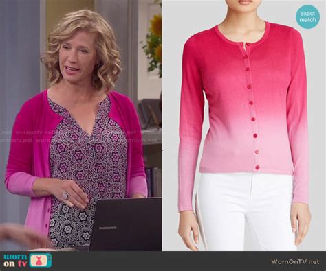 Wornontv Vanessas Flower Printed Top And Pink Ombre Cardigan On Last