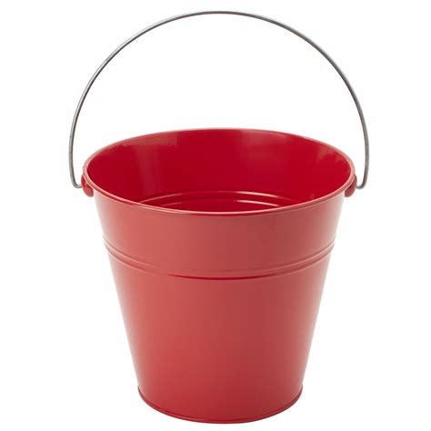 Tin Metal Pail Bucket - 6 Pieces - Red