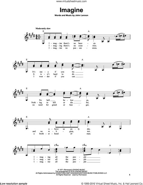 Auto playing instrument directly plays the instrument for you. Lennon - Imagine sheet music (easy) for guitar solo (chords)