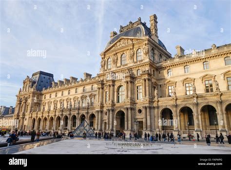 Facade Of Richelieu Wing At Palace Louvre Museum In Paris France