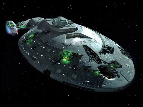Uss Voyager With Borg Enhancements For The Fight With Species 8472