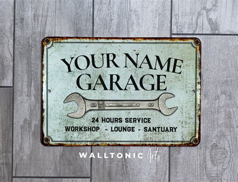 Personalized Metal Garage Sign Custom Rusty Steel Appearance Etsy