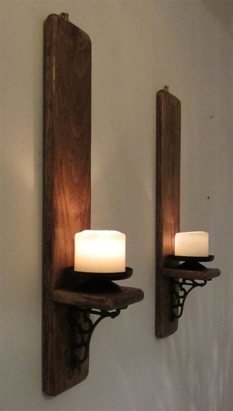 Pair Of Rustic Reclaimed Wood Wall Sconce Candle By Timberwizards