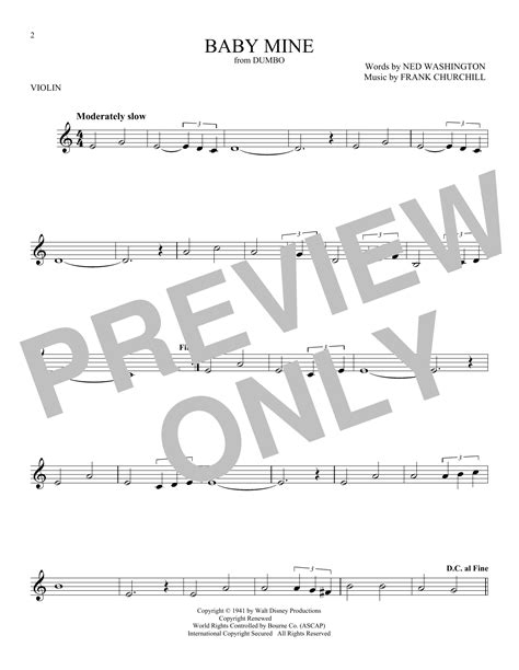 Baby Mine From Dumbo Sheet Music Frank Churchill And Ned Washington