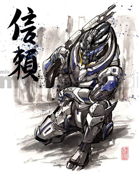 8x10 Print Mass Effect Garrus With Sniper Rifle Japanese Etsy