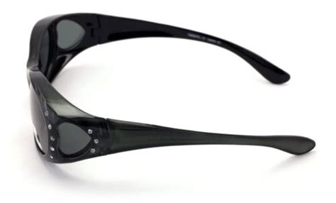 Womens Polarized Fit Over Glasses Sunglasses Rhinestone Rectangular Heart 60mm Ebay