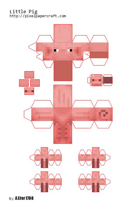 Pixel Papercraft Little Pig
