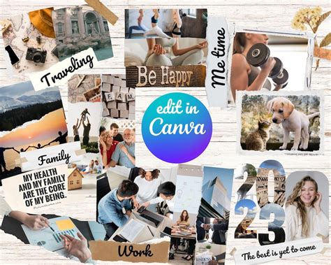 Editable Vision Board Canva Template New Years Resolutions Vision